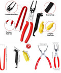 Detailed view of Four Piece Relay And Fuse Puller Set For Tight Spaces with hook tips, textured grips, and compact fuse pullers.