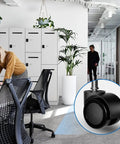 Office setting with inset showing 5 Pack Beefed Up 2 Inch Office Chair Casters Heavy Duty Wheels For Smooth Silent Rolling