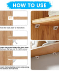 Fifty Pcs Drawer Angle Brackets With Screws Repair Kit installation guide showing step-by-step use for sagging furniture support.