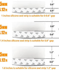 30 Ft Weather Stripping Door Seal Tape Silicone Self Adhesive Draft Stopper For Doors And Windows No More Chilly Drafts Easy Install Shower Door Bottom Seal 1.4 Inch Wide Transparent 35mm illustrated chart showing different sizes and gap suitability