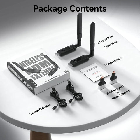 Wireless HDMI Transmitter And Receiver Kit With 5GHz Long Range Up To 1148ft 350m Plug And Play 1080P Full HD TX And RX setup components