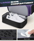 35L Waterproof Swim Backpack With Separate Shoes Compartment showing large shoe space with white sneakers