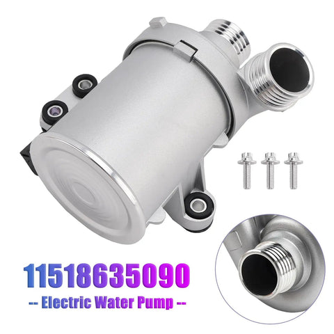 Electric Water Pump For BMW M135i M2 M235i 335i Cooling System Replaces A0005001986, silver unit with connectors and screws.