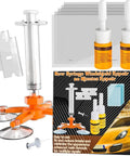 Upgraded Windshield Repair Kit For Chips And Cracks With Nano Resin And High Pressure Injection, includes syringe and resin bottles.