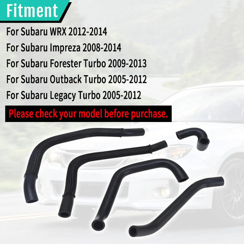 Premium PCV Breather Hose Kit For Subaru WRX Impreza Outback And Forester Turbo Direct OEM Swap Replace 99071AC220 Super Durable Fix black 5-piece rubber hoses