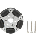 Kadimendium robot omni wheel replacement 60mm aluminum alloy with anti-slip rollers; includes three screws