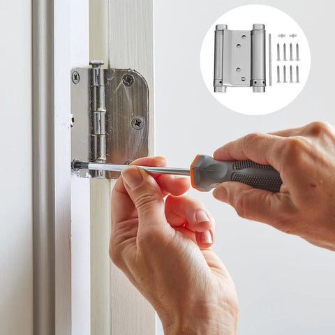 Installing Automatic Two Way Door Spring Hinge With Adjustable Self Rebounding Action And Heavy Duty Steel Construction