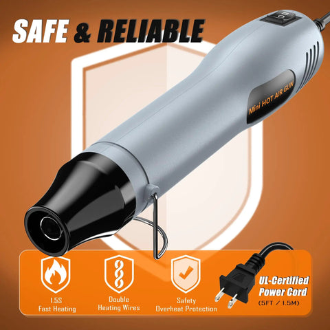 Mini Heat Gun With Dual Temperature Control 482F And 662F For Crafting Pro Results Overload Protection Ergonomic Design Compact DIY Tool