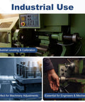 Industrial use images showing machinery for leveling, calibration, and adjustments, emphasizing applications in engineering and mechanics.