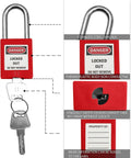 Keyed Differently Lockout Tagout Locks Red One And One Half Inch Industrial Padlocks For Lockout Tagout Kits Station, front view.