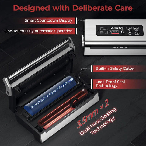 Heavy Duty Commercial Vacuum Sealer Machine With 14 Smart Sealing Modes Including Liquid Settings And Double Heat Seal Built Tough For Next Level Food Preservation with smart countdown display and built-in cutter.