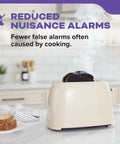 Smoke coming from burnt toast in toaster on kitchen counter.