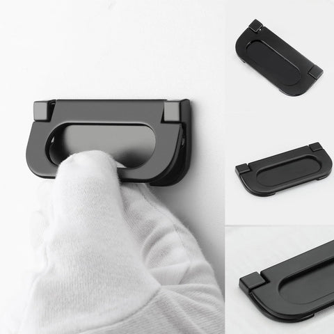 2 Pack Flush Pull Handles Black Concealed Installation Invisible Flip Drawer Pulls for Cabinets and Furniture Durable Zinc Alloy