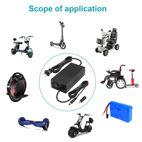 54.6V 2A Fast Charger For 13S Li-ion Battery with e-bikes, scooters; 100-120V Input, 54.6V Output, not for lead-acid or 36V–42V batteries