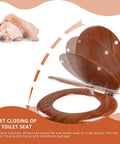 Round Toilet Seat Made From Molded Wood With Quietly Close Hinges And Quick Release No Fuss Easy To Install And Clean Brownish Red Finish For Round Toilets Comfortable Durable And Splash Resistant, shown with quiet closing feature
