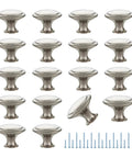 Set of brushed nickel cabinet knobs 30mm wide and 22mm tall included in Kick Up Your Cabinets With These Fresh Brushed Nickel Knobs Breezy Install Hardware Kit Includes Mounting Screws Top Tier Gear Makes Any Kitchen Makeover A Piece Of Cake Today.