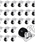 Heavy Duty 24 Piece One Inch Swivel Caster Wheels With 360 Degree Rotation For Office Furniture And Storage Carts image showing black polypropylene rollers and screws.