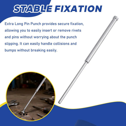 Extra Long Three Sixteenth Inch Pin Punch Set For Driving Pins In Or Out Of Workpieces, Hardened Steel Alignment Punch