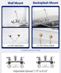 Heavy Duty Wall Mount Mop Sink Faucet With Vacuum Breaker Eight Inch Center Three Quarter Inch Hose Thread Installation Options Diagram