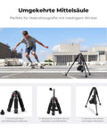 Compact Desk Tripod With Ball Head For DSLR And Phone Travel Ready Aluminum Mini Tripod in city with skateboarder, supports camera.