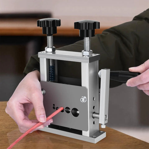 Heavy Duty Wire Stripper Machine Precision Power Tool Attach For Drill Operation Electrician Gear Durable Alloy Build in use.
