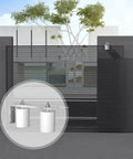 Installed Two Pack Stainless Steel Slide Gate Roller Guide with Three Inch Nylon Rollers on modern sliding gate