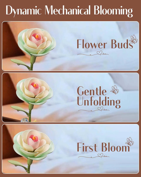 3D Puzzles Starry Camellia Lamp With Blooming Motion, DIY Night Light Kit For Bedroom Vibe, 73-Piece Model Set, Dope Gift For Adults Women Teens, Dreamy Floating Flower Glow; pastel flower bud unfolding