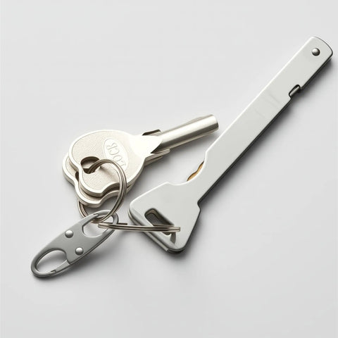 Anti Theft Zipper Clips For Backpacks And Luggage Four Pack Double Opening Carabiner Zipper Locks shown with keys attached