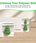Christmas Tree Polymer Clay Bead Roller Set with 2 Rolls shown making beads in 3 sizes: 10mm, 15mm, 20mm, ideal for holiday crafts.