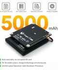 Heavy Duty 5000mAh Ups Battery For Raspberry Pi 4B And 3B Plus, showing compact design with mounting points and power output indicators.