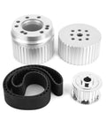Ultimate Jauarta Crank Pulley And Alternator Kit For 351C Engines V Belt Groove Fits PC 2255 Prevents Slip High RPM Performance Perfect Upgrade. Silver and black pulleys