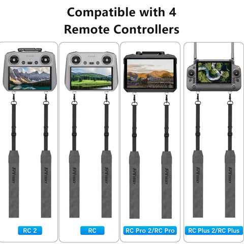 Soft Leather Neck Strap Lanyard For Dji Rc 2 And Rc Pro 2 Remotes, showing compatibility with 4 different remote controllers.