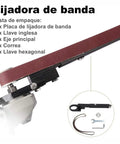 Badass Angle Grinder To Belt Sander Conversion Adapter with sanding plate, drive shaft, and tools for DIY woodworking and metal work.