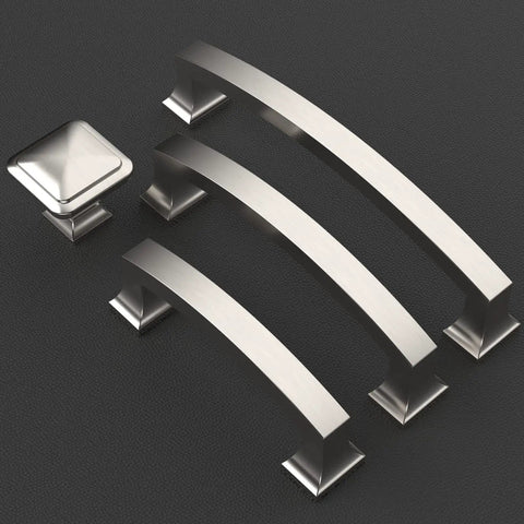 5 Inch Brushed Satin Nickel Cabinet Pulls 20 Pack With Dual Screw Sizes For Easy Install Kitchen Hardware Cupboard Handles Includes Two Screw Sizes And Scratch Resistant Packaging For Easy Install displayed on dark background