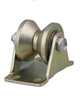 Heavy Duty Steel Groove Caster Wheel One Point Two Inch Rigid Mount Roller Bearing For Industrial Cart And Sliding Gate, close-up view.