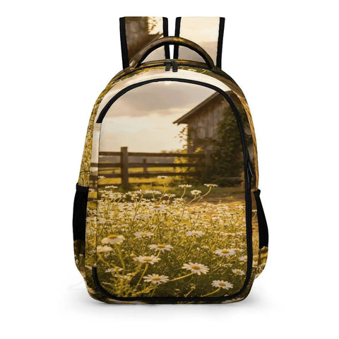 Sunset Daisy Barn Farm Printed Unisex Backpack with Large Capacity and Durable Polyester Build
