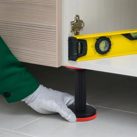 Two Pack Adjustable Furniture Legs for Cabinets and Sofas with Nylon Leveling Feet Anti Slip Pads Heavy Duty Load Bearing