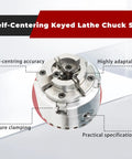 Wood Lathe Chuck Set 2-3/4 Inch Four Jaw Self-Centering Keyed Lathe Chuck With 1 Inch 8 TPI Thread precision close-up