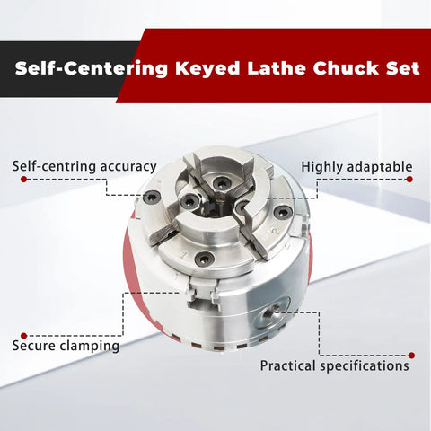 Wood Lathe Chuck Set 2-3/4 Inch Four Jaw Self-Centering Keyed Lathe Chuck With 1 Inch 8 TPI Thread precision close-up