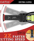 Heavy Duty Oscillating Multi Tool Blades That Slice Through Wood Plastic Metal And Nails Like Butter With Vibration Control, extra long bi-metal blade design