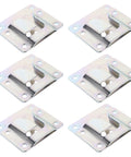 Six Set Couch Connector Kit For Sectionals With Steel Interlocking Brackets in silver, showing front angle