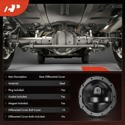 Rear Differential Cover With Gasket And Magnet For Chevy GMC Cadillac Trucks And SUVs 1998-2010 rear axle view