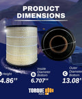Heavy Duty Engine Air Filter For Freightliner Semi Trucks Including Columbia Coronado Argosy Century Class Models Replaces RS3518 LAF1849 AF25139M 46556 TR501 with product dimensions