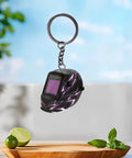 Lightning Pattern Welding Helmet Keychain With Durable Chain And Key Ring For Keys, Bags, And Cars, Lightweight Acrylic Accessory