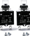 Pro Level Twin Pack Thermal Circuit Breakers With Quick Manual Reset Push Button And Heavy Duty Waterproof Caps built for gritty job sites and RV camps.