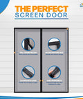 Durable Fiberglass Magnetic Screen Door For 72x80 French Doors, highlighting full frame velcro, magnets, and design features