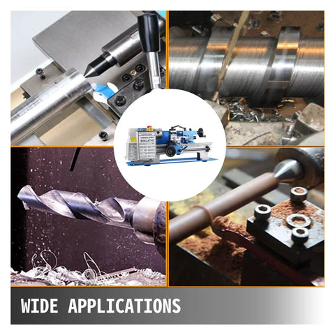 Mini Metal Lathe 7X14 With 550W Variable Speed Motor Nylon Gears And 4 Inch Chuck For Precision Milling Threading And Cutting in action.
