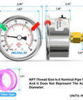 Rock Solid Stainless Steel Vacuum Gauge Reads Dead Accurate With A Weatherproof Two Inch Dial And One Quarter Inch NPT Thread Built Heavy Duty For HVAC And Air System Service Featuring A Locked Lower Mount Design That Stays Put For Zero Fuss Performance, showing 2.26 inch dial with 1/4 inch NPT fitting.