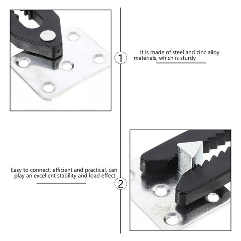 Premium Sectional Couch Connectors 4 Pack clips made from steel and zinc alloy, showing sturdy design for modular furniture assembly.