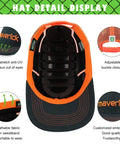 Extra Venting Bump Cap With Baseball Cap Style Head Protection Lightweight And Breathable Orange For Men And Women Safe Hard Hat Alternative With Airflow, showing detailed view of adjustable buckle and inner shell.